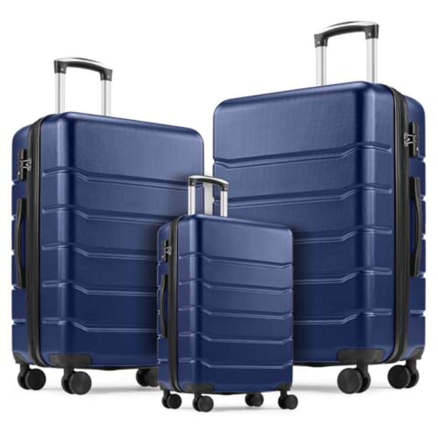 Expandable Hard Shell Luggage Set - 3-teiliges Kofferset für Reisen: Hartschalen-Koffer, erweiterbar,