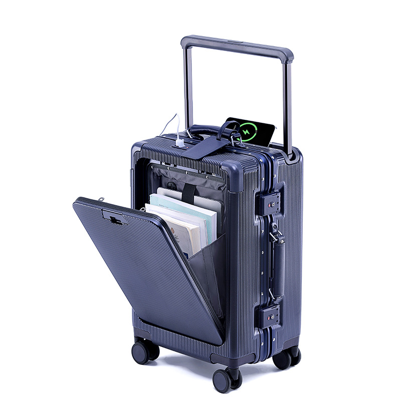 Aluminum Frame Carry On Luggage - Reisekoffer mit Aluminiumrahmen, breiter Trolley-Koffer, 20-Zoll-Handgepäck
