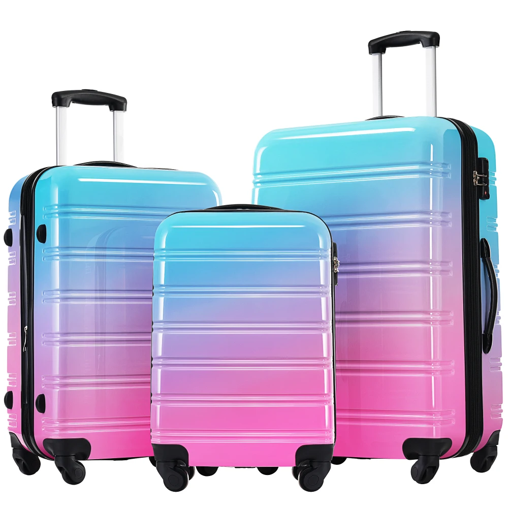 Expandable Hard Shell Luggage Set - Hartschalen-Kofferset 3-teilig, Farbverlauf, erweiterbarer Koffer mit