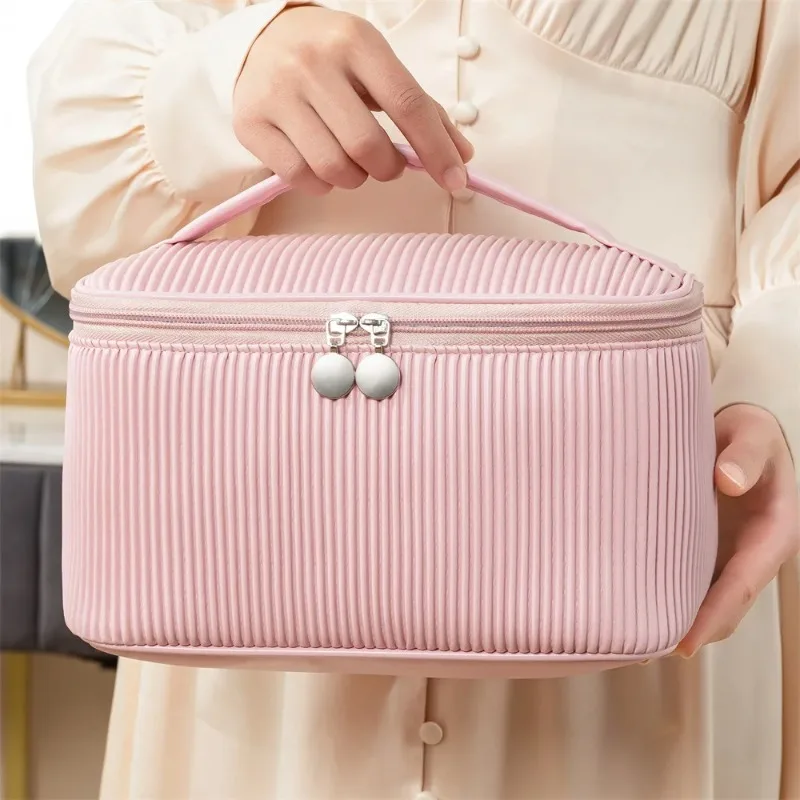 Cosmetic Bags - Niedliche einfarbige Make-up-Tasche aus PU-Leder, tragbarer