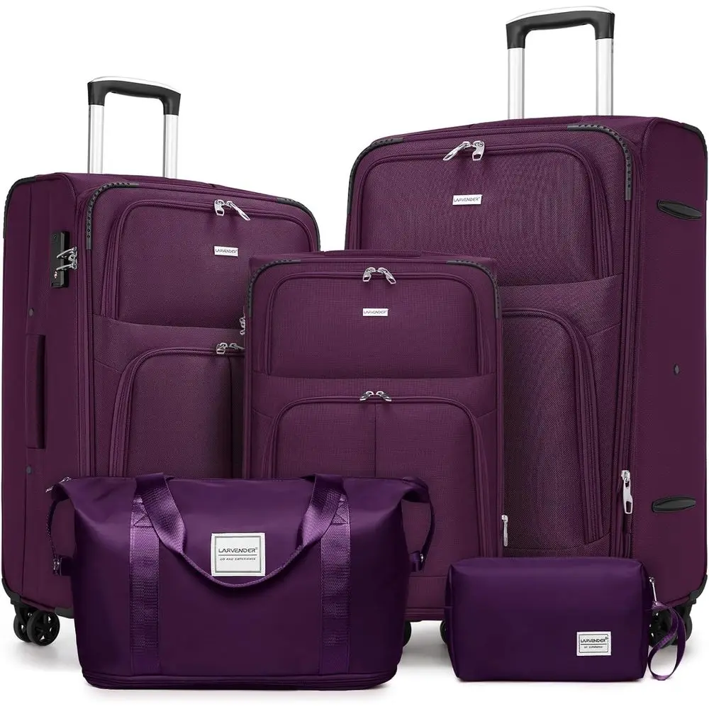 Expandable Hard Shell Luggage Set - 5-teiliges Erweiterbares Kofferset mit Drehrädern, TSA-Schloss,