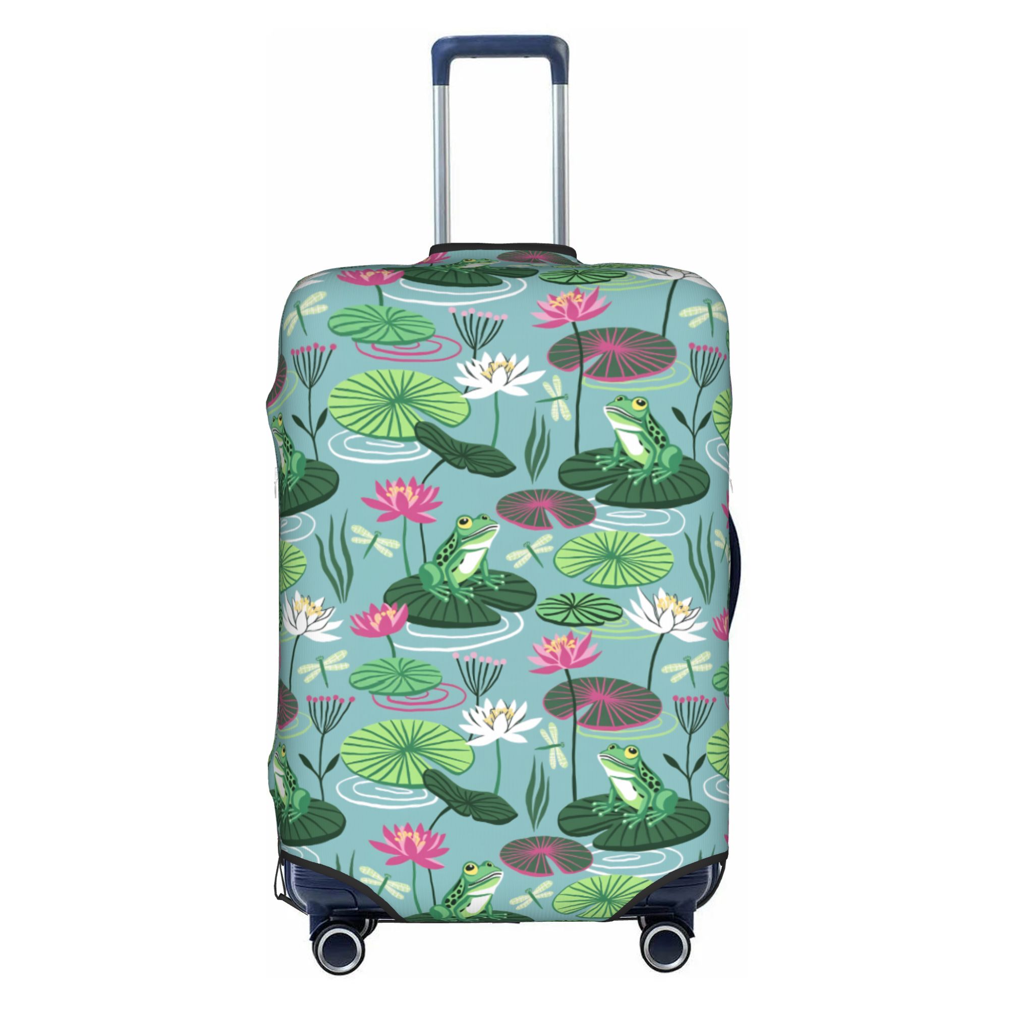 Waterproof Suitcase Cover Protector - Reisegepäckabdeckung mit Fröschen und Seerosen, staubdicht,