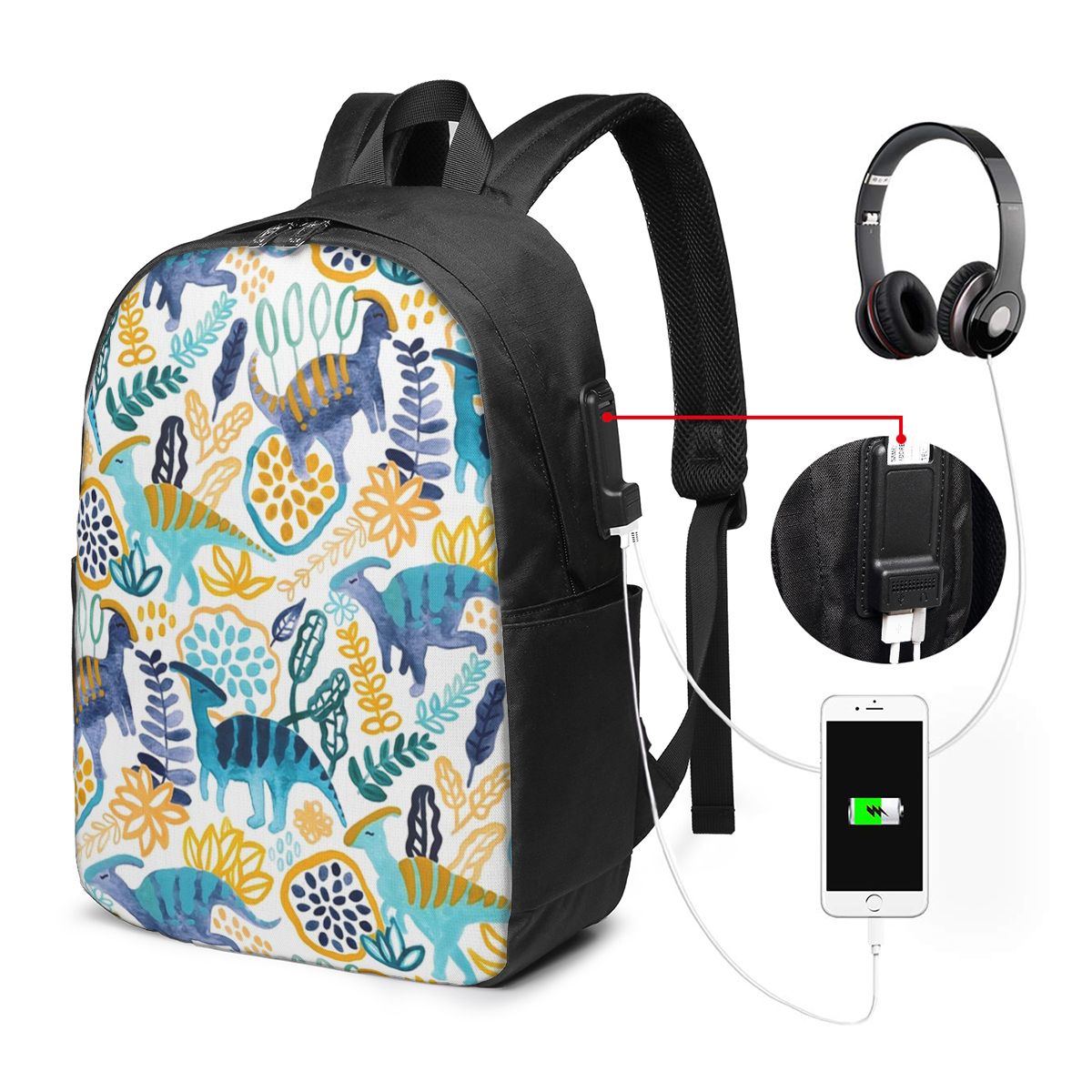 Travel Bags - Gouache Parasaurolophuses Rucksack, Reisetasche, Notebook-Tasche, Computer,