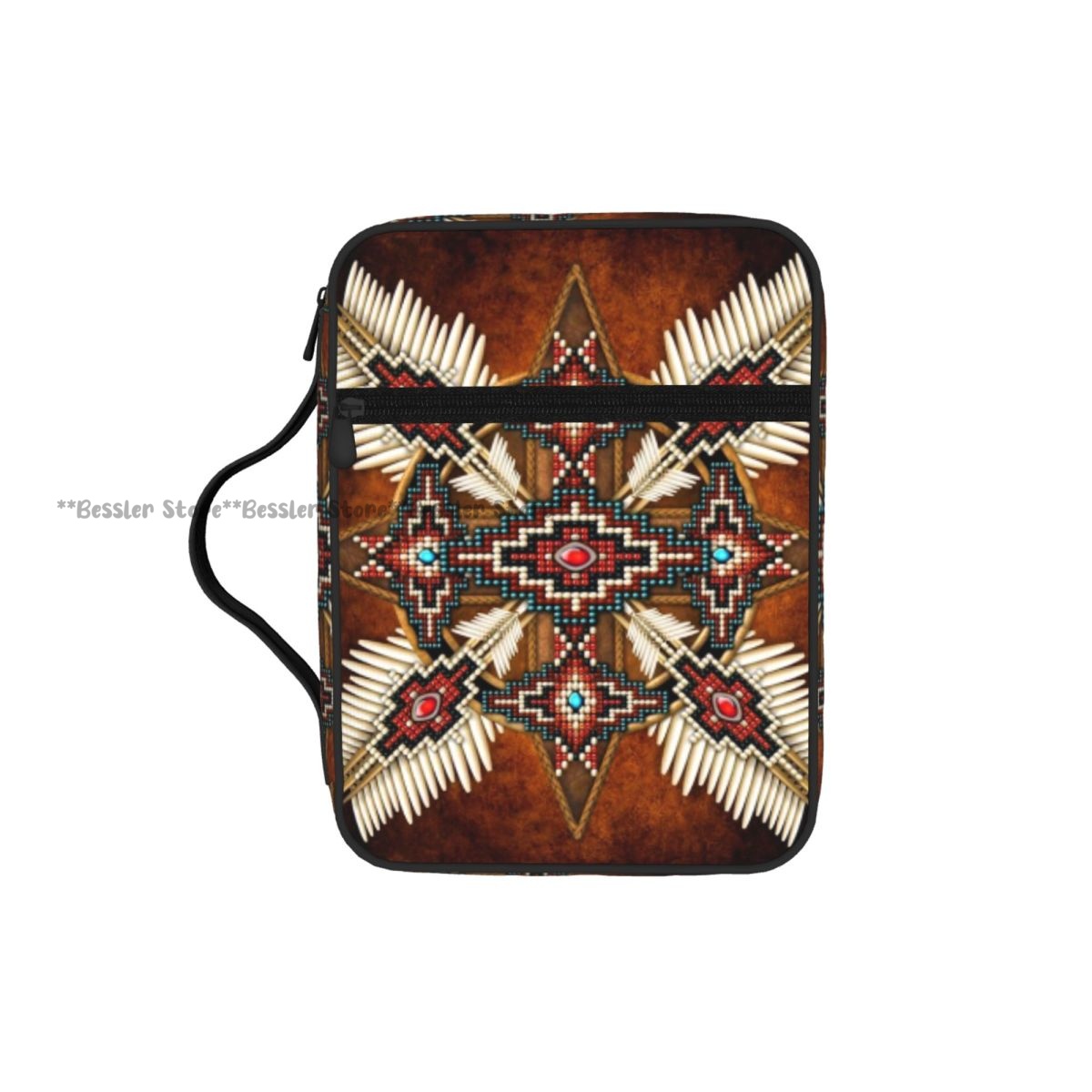Handbags - Bibeltasche mit Indianer-Print, Reißverschluss und Tragegriff,
