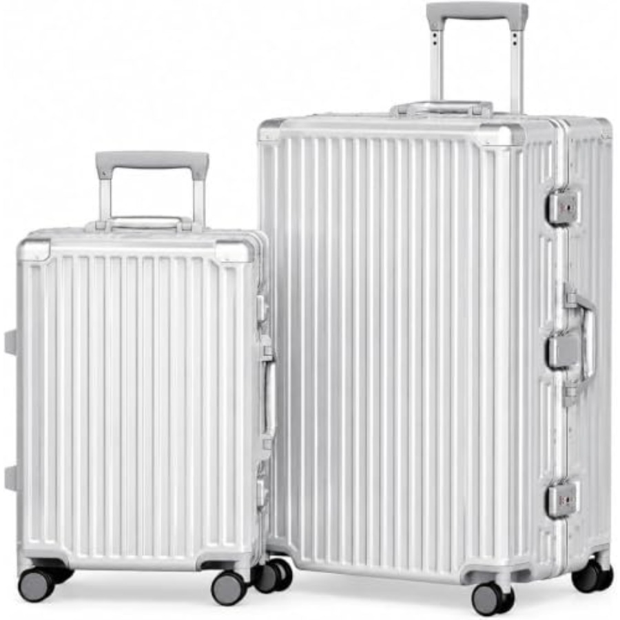 Aluminum Frame Carry On Luggage - Kofferset 2-teilig, Aluminiumrahmen, Handgepäck- und Gepäckkoffer,