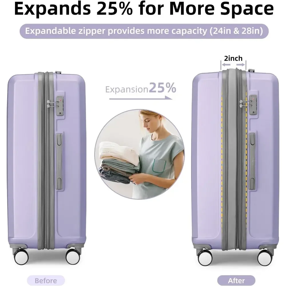 6-teiliges Lavendel-Hartschale – Expandable Hard Shell Luggage Set Bewertung und Preis