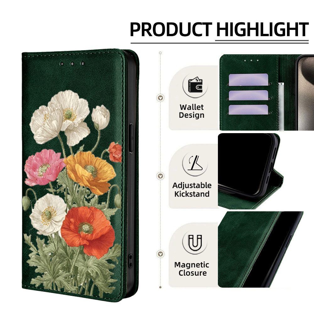Magnetisches Leder-Blumenmuste – Wallets Bewertung und Preis